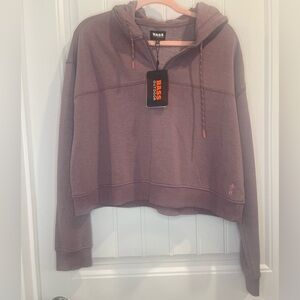 NWT Bass Outdoor B Warm Cropped 3/4 Hoodie Lilac Size Large